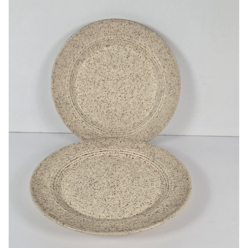 Set of 2 Homer Laughlin Country Sage Brown Speckle Salad Bread Plates 7"